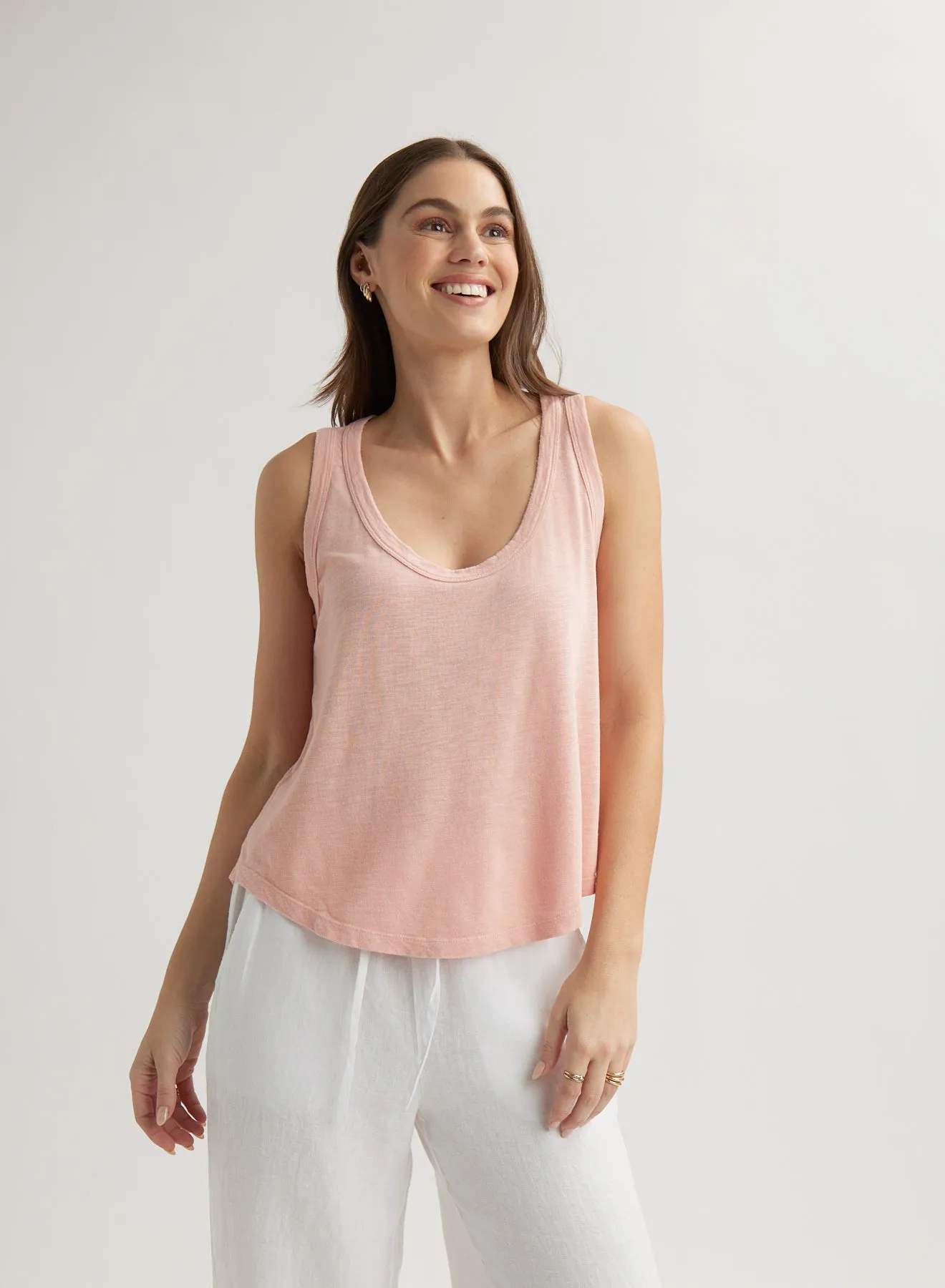 Scoop Neck Tank Top - Peach Fizz sold by Bella Dahl