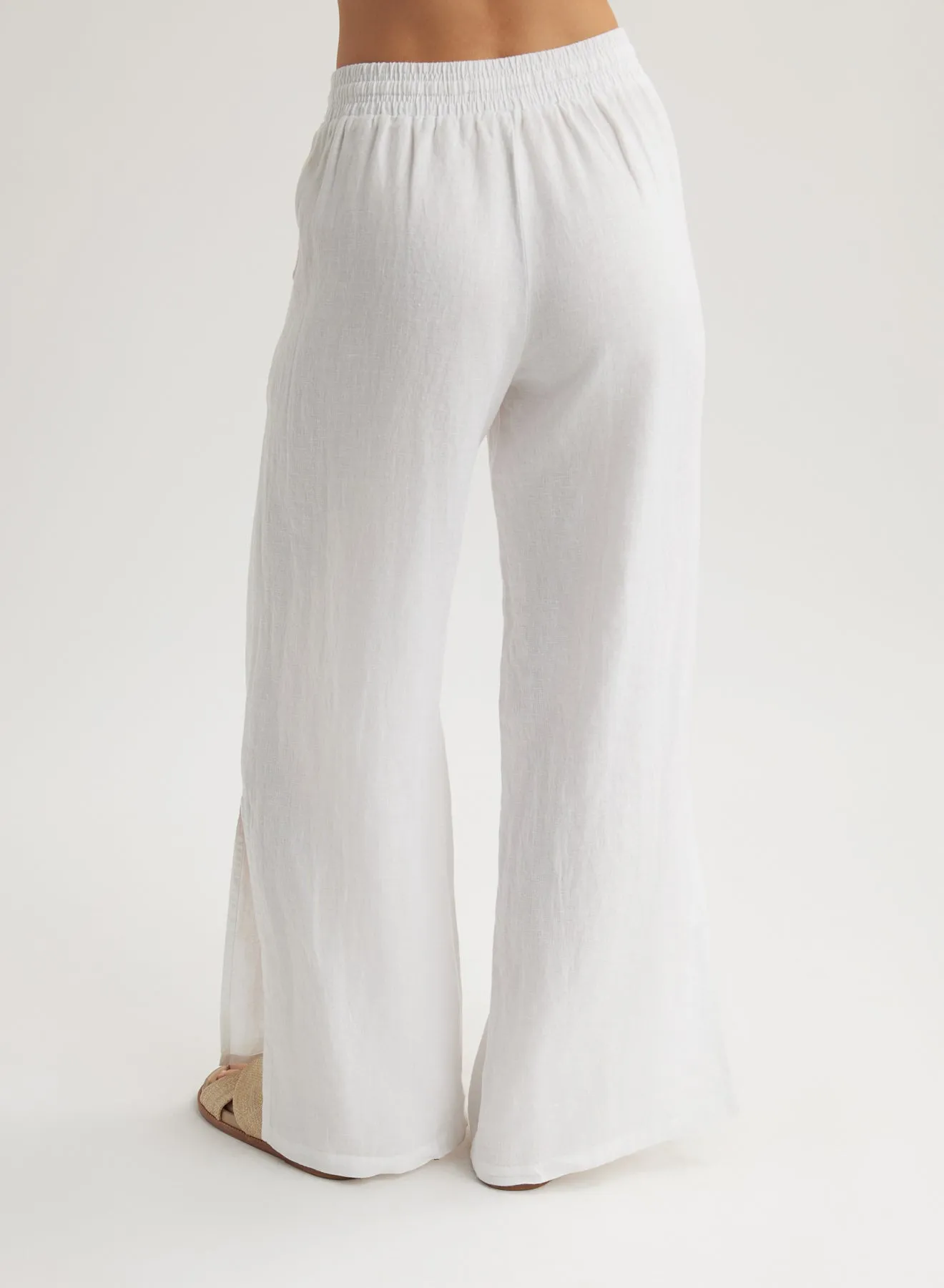 Linen Side Slit Wide Leg Pant - White sold by Bella Dahl product image thumbnail 3