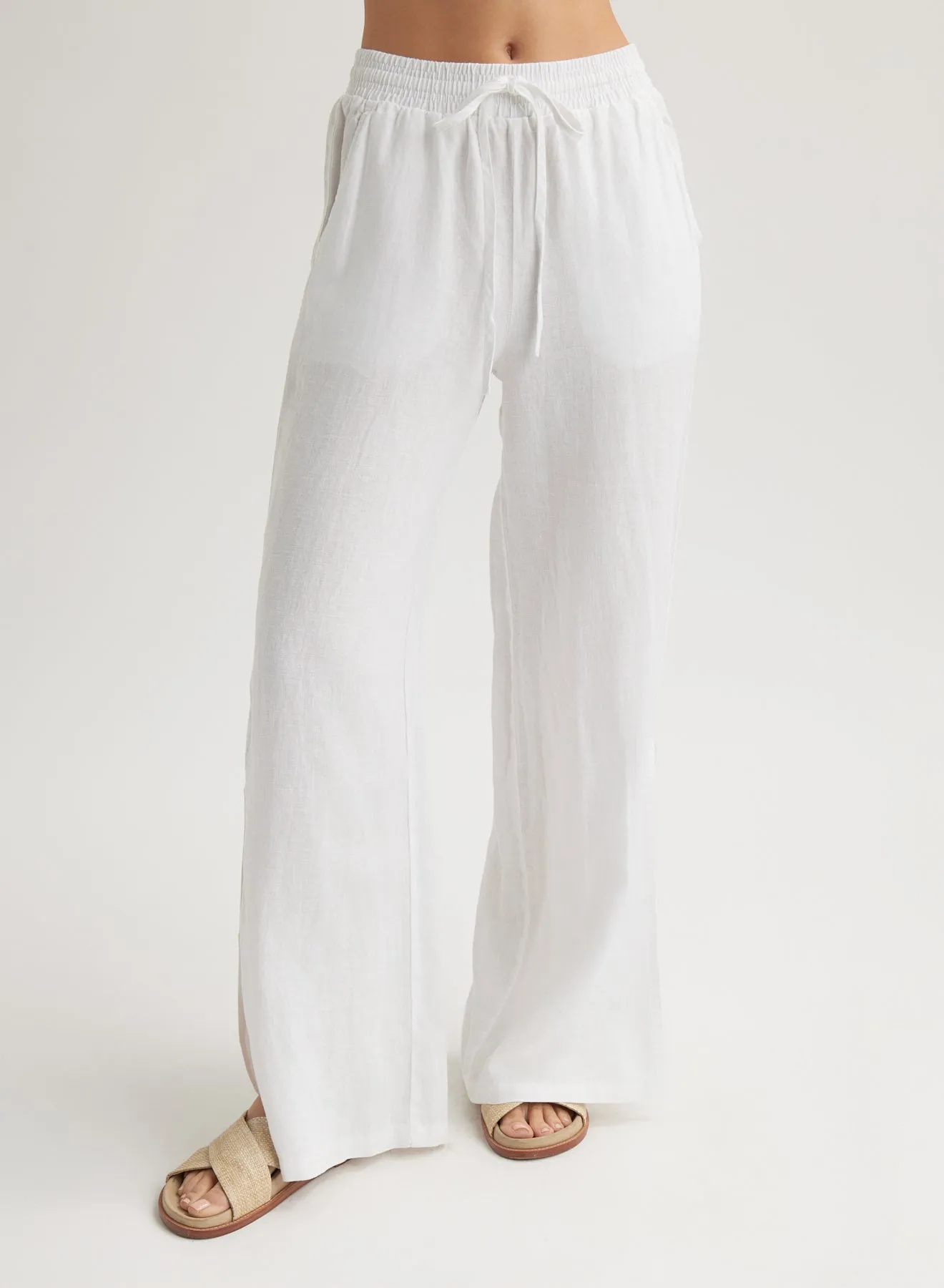 Linen Side Slit Wide Leg Pant - White sold by Bella Dahl product image thumbnail 2