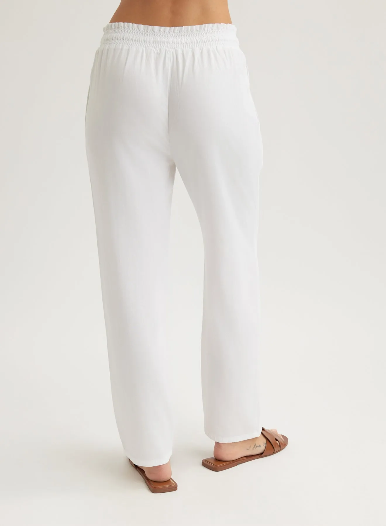 Smocked Waist Trousers - White sold by Bella Dahl product image thumbnail 2
