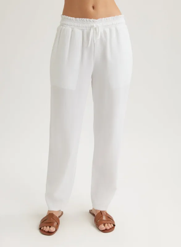 Smocked Waist Trousers - White sold by Bella Dahl