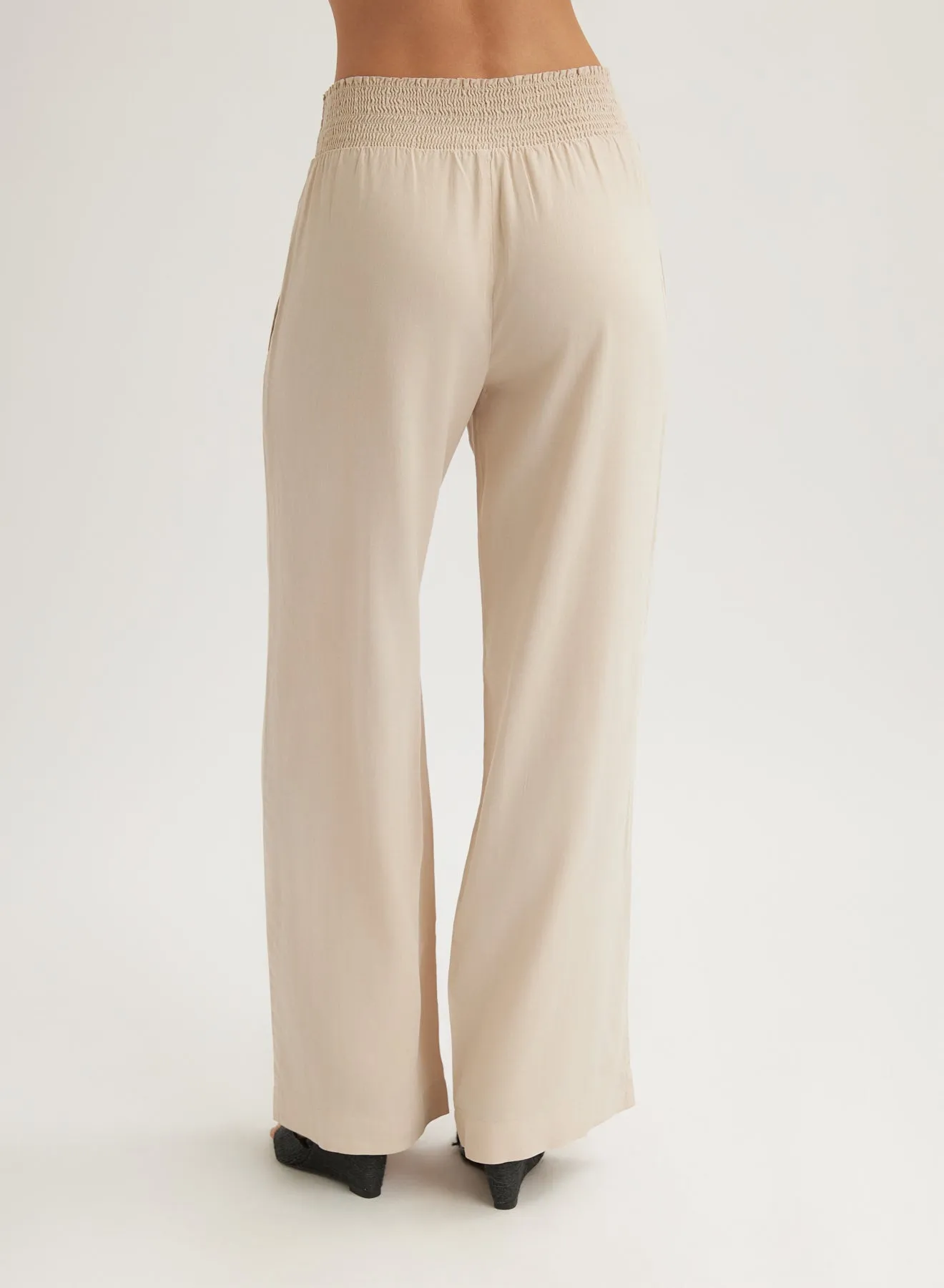 Smocked Waist Wide Leg Pant - Linen Sand sold by Bella Dahl product image thumbnail 2