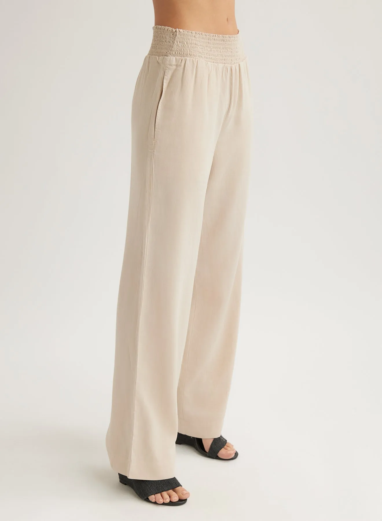 Smocked Waist Wide Leg Pant - Linen Sand sold by Bella Dahl product image thumbnail 3