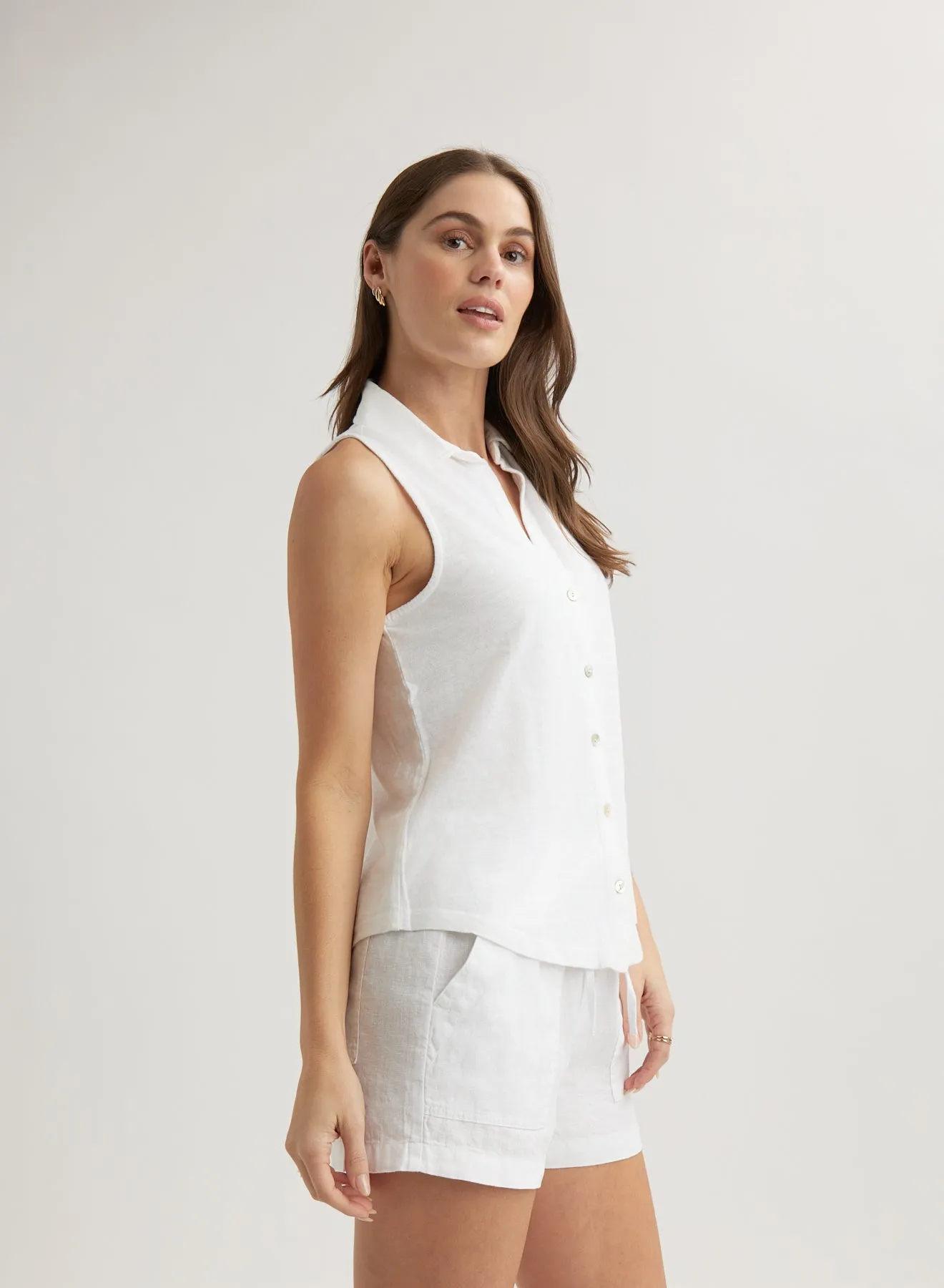 Sleeveless Button Front Top - White sold by Bella Dahl product image thumbnail 4
