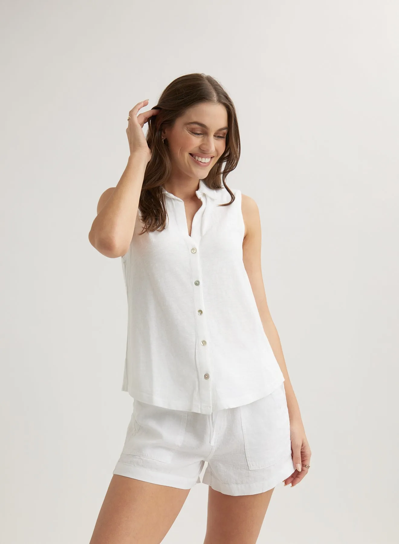 Sleeveless Button Front Top - White sold by Bella Dahl product image thumbnail 2