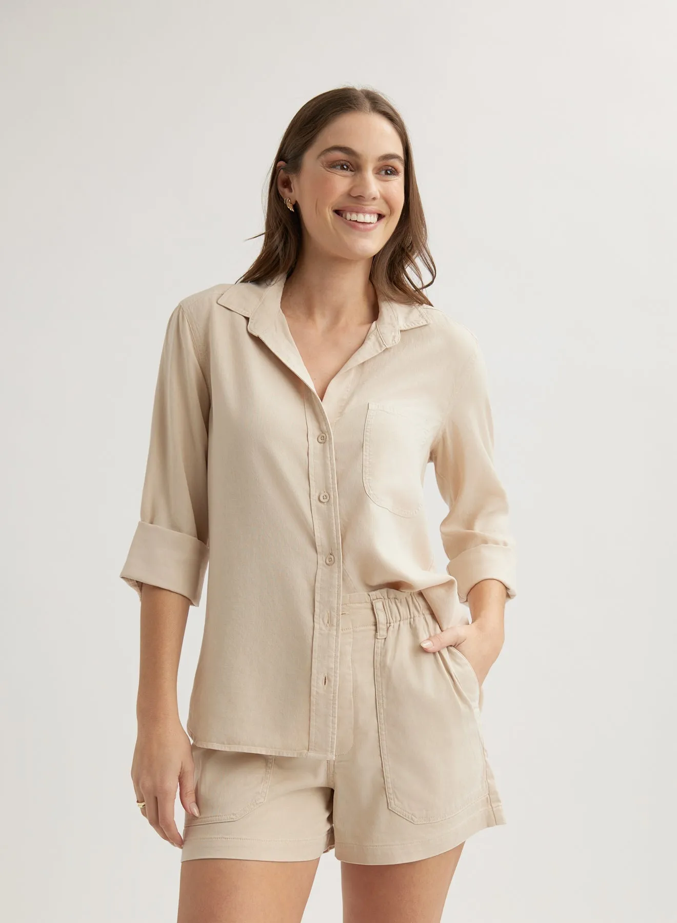 Callie Ruffle Short - Linen Sand sold by Bella Dahl