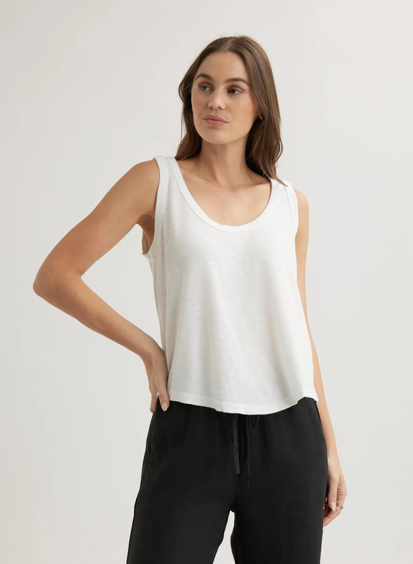 Scoop Neck Tank Top - White sold by Bella Dahl