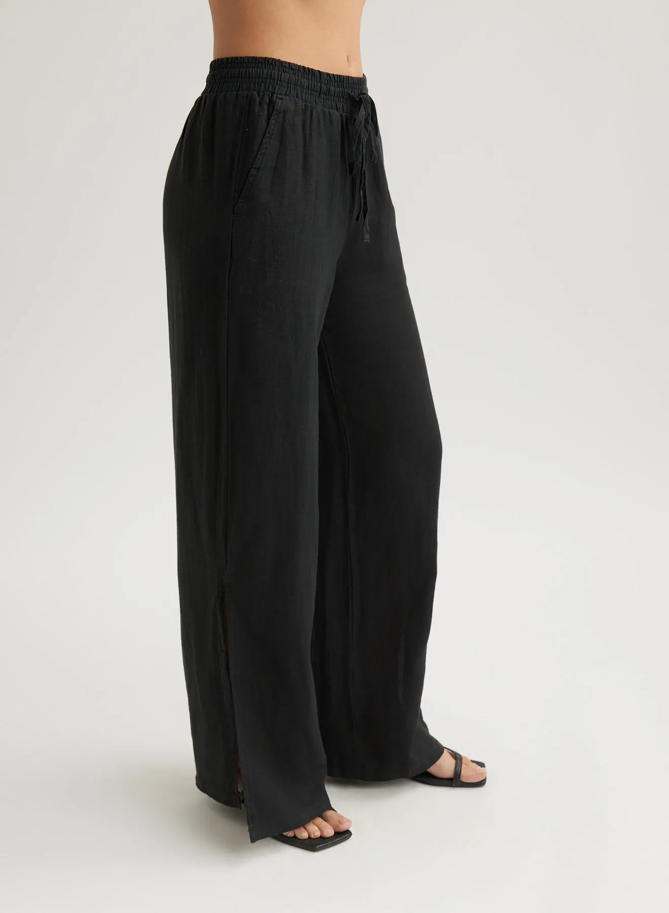 Linen Side Slit Wide Leg Pant - Black sold by Bella Dahl product image thumbnail 3