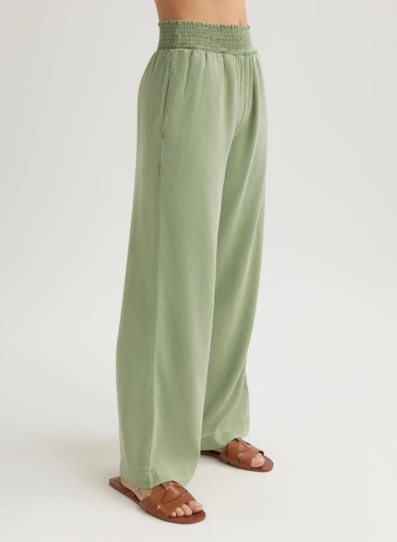 Smocked Waist Wide Leg Pant - Olive Grove sold by Bella Dahl product image thumbnail 3