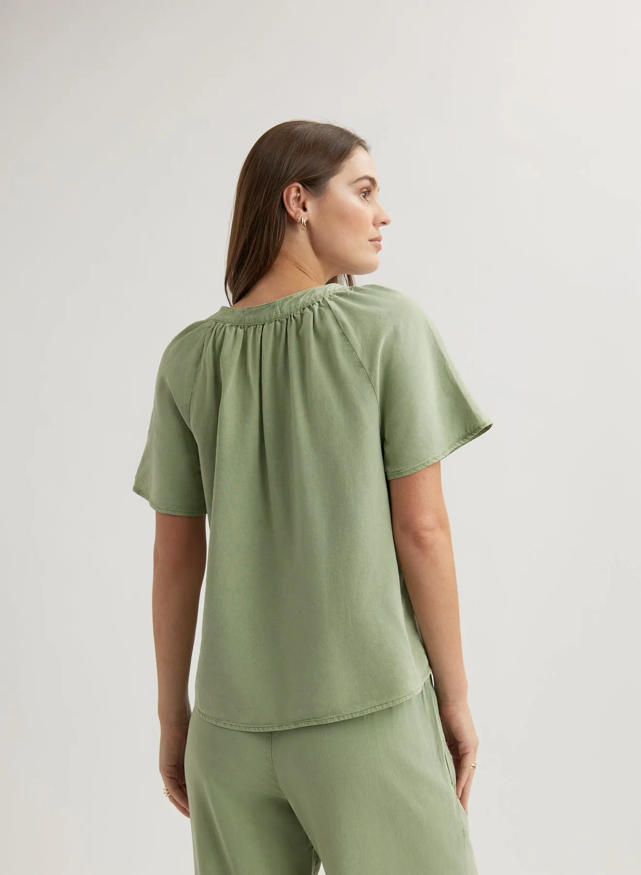 Flowy Short Sleeve Pullover - Olive Grove sold by Bella Dahl product image thumbnail 3