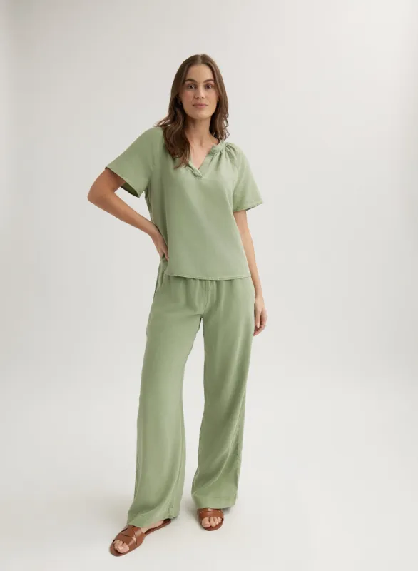 Flowy Short Sleeve Pullover - Olive Grove sold by Bella Dahl