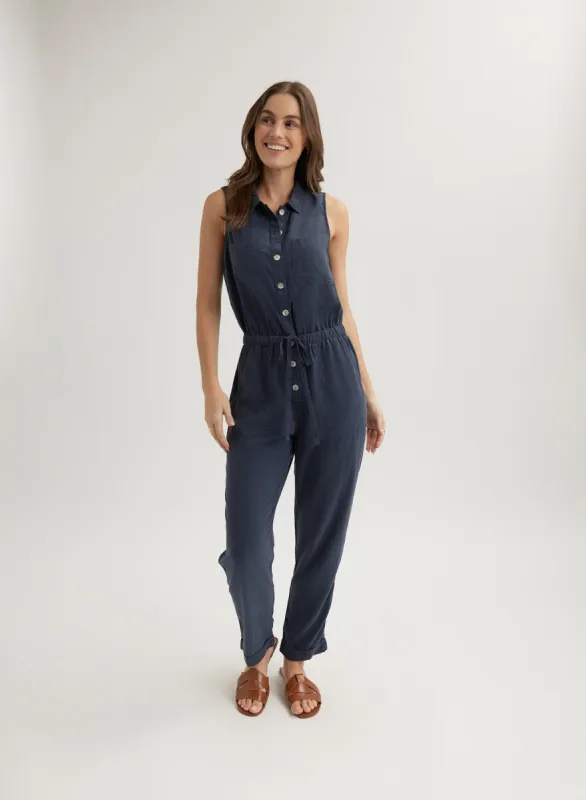 Pocket Jumpsuit - Endless Sea sold by Bella Dahl