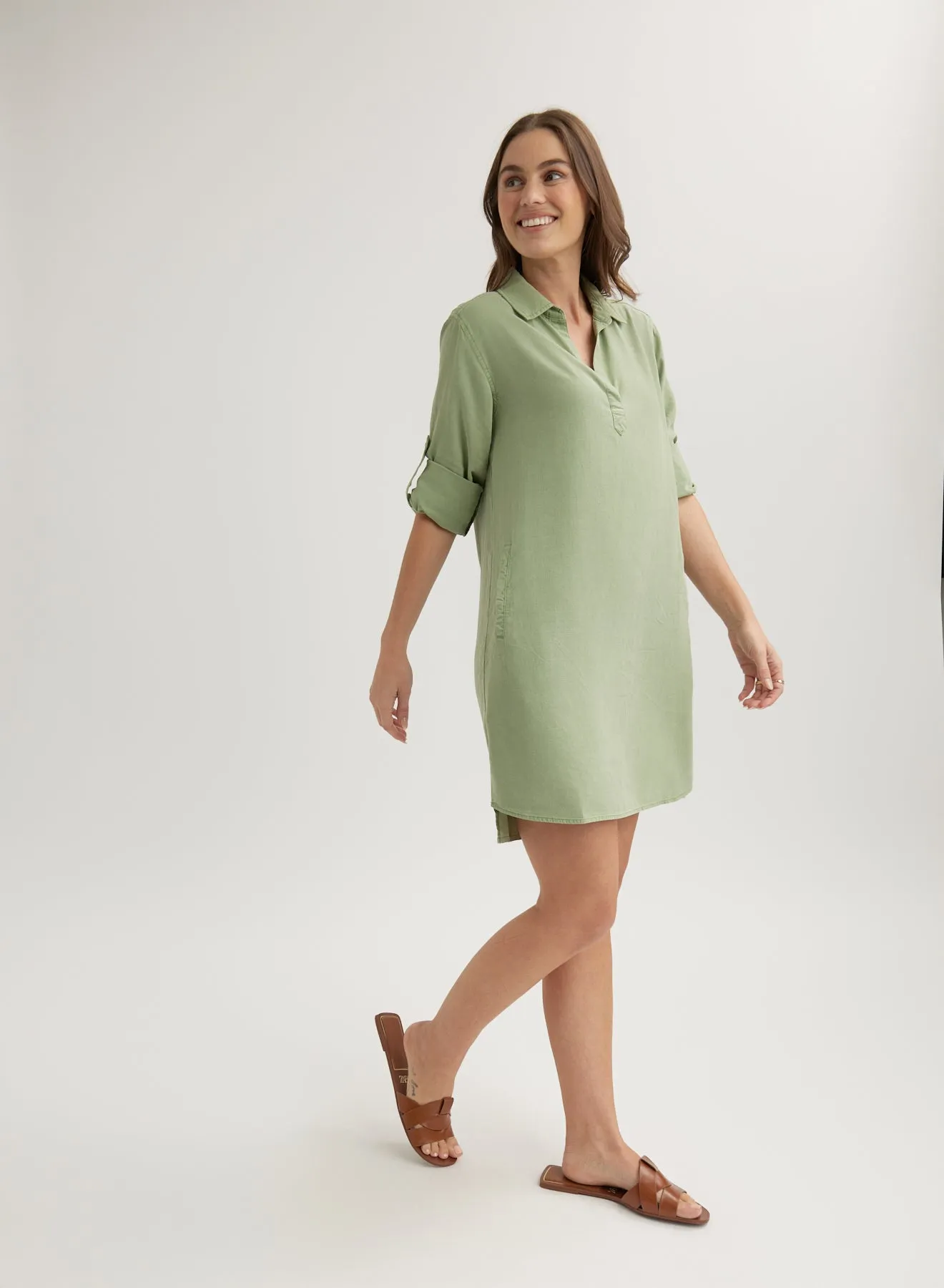 Long Sleeve A Line Shirt Dress - Olive Grove sold by Bella Dahl product image thumbnail 2