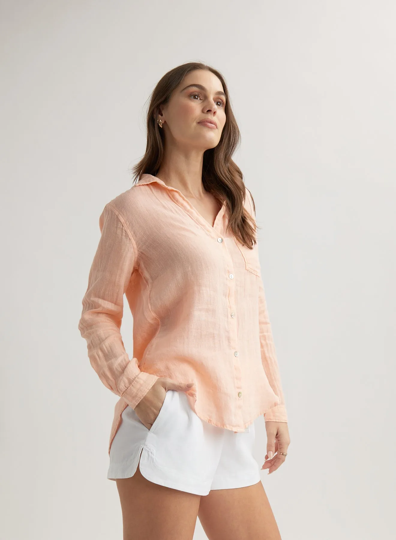 Pocket Button Down - Peach Fizz sold by Bella Dahl product image thumbnail 3