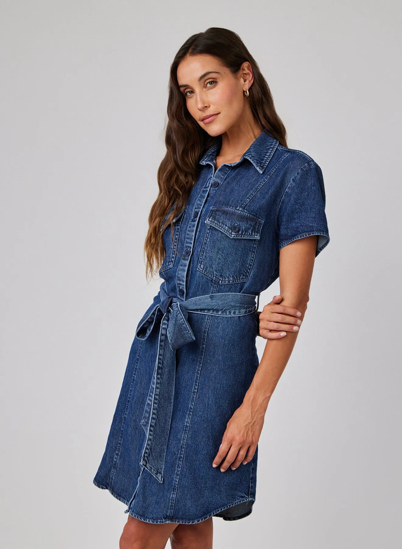 Short Sleeve Seamed Shirt Dress - Horizon Wash sold by Bella Dahl product image thumbnail 3