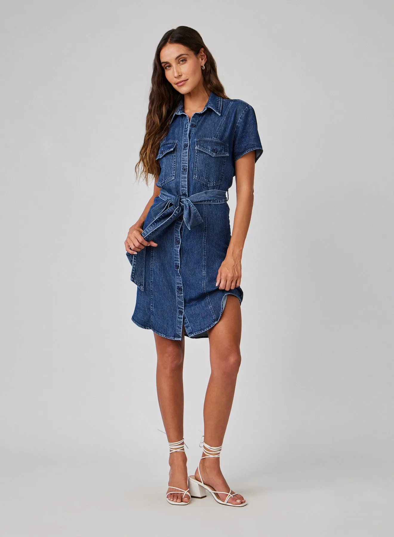 Short Sleeve Seamed Shirt Dress - Horizon Wash sold by Bella Dahl