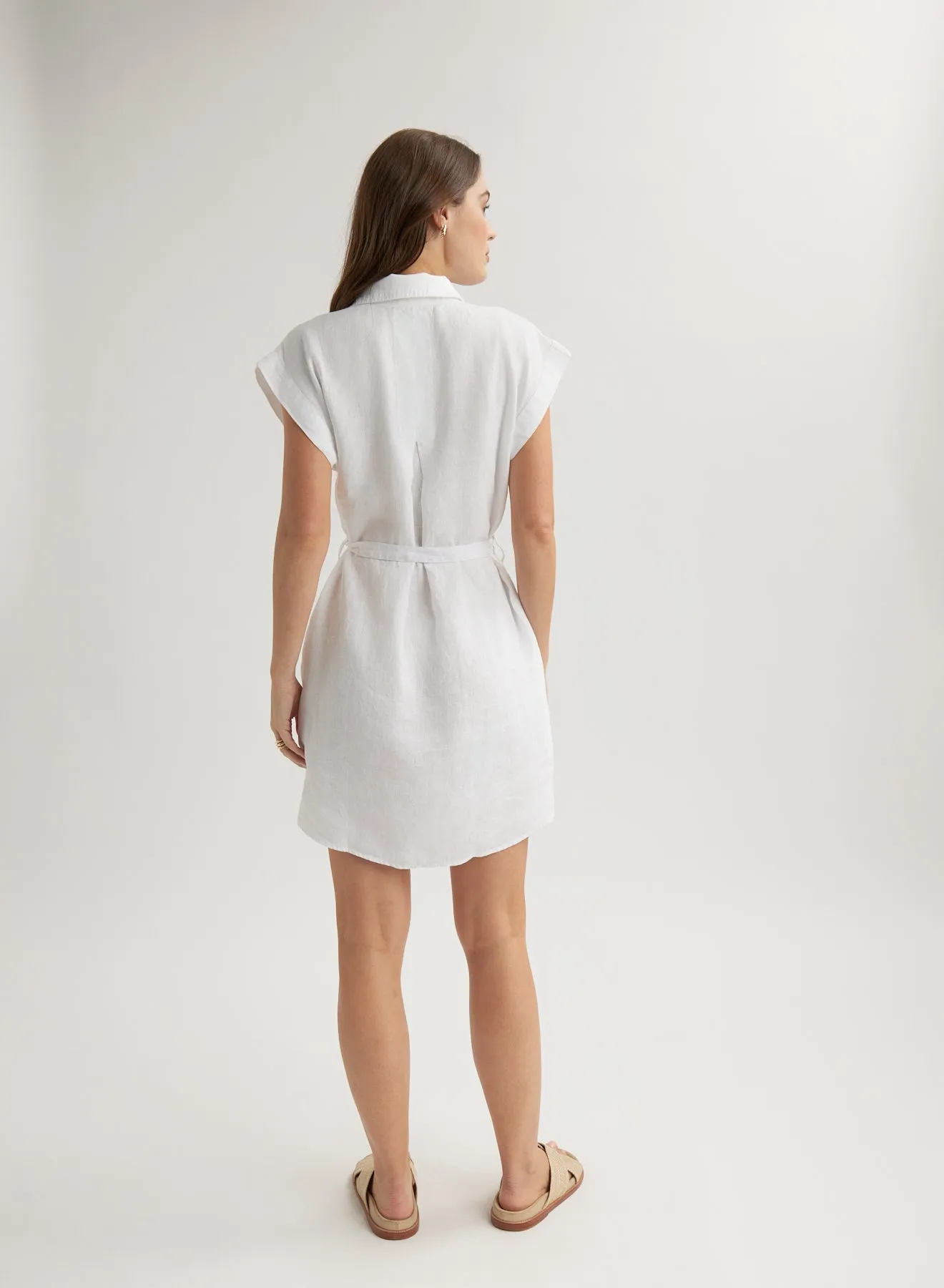 Linen Belted Tunic Shirt Dress - White sold by Bella Dahl product image thumbnail 2