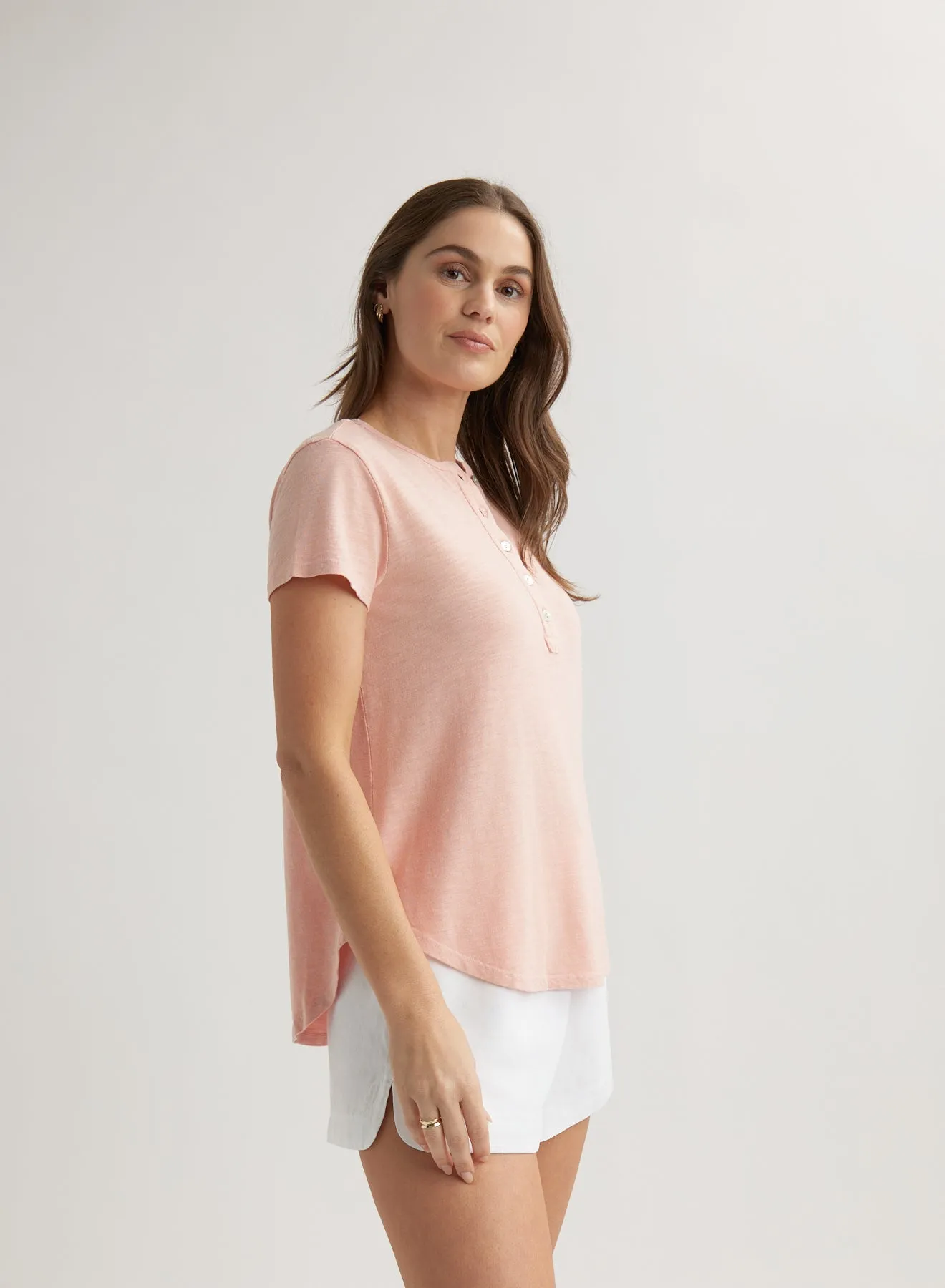 Short Sleeve Henley - Peach Fizz sold by Bella Dahl product image thumbnail 3