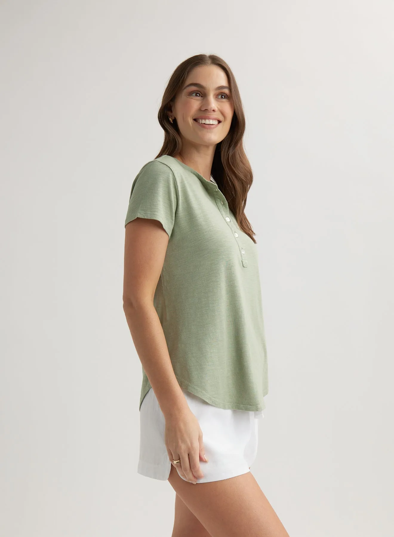 Short Sleeve Henley - Olive Grove sold by Bella Dahl product image thumbnail 3