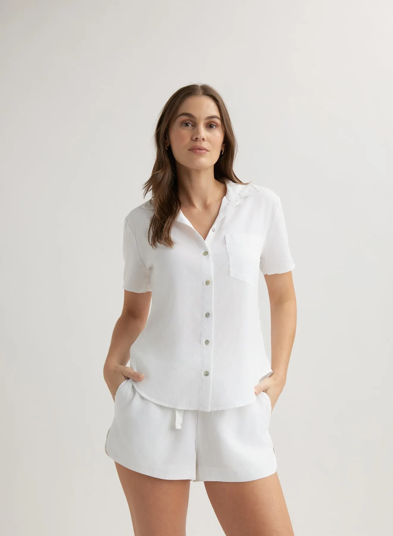 Short Sleeve Pocket Button Down - White sold by Bella Dahl product image thumbnail 2