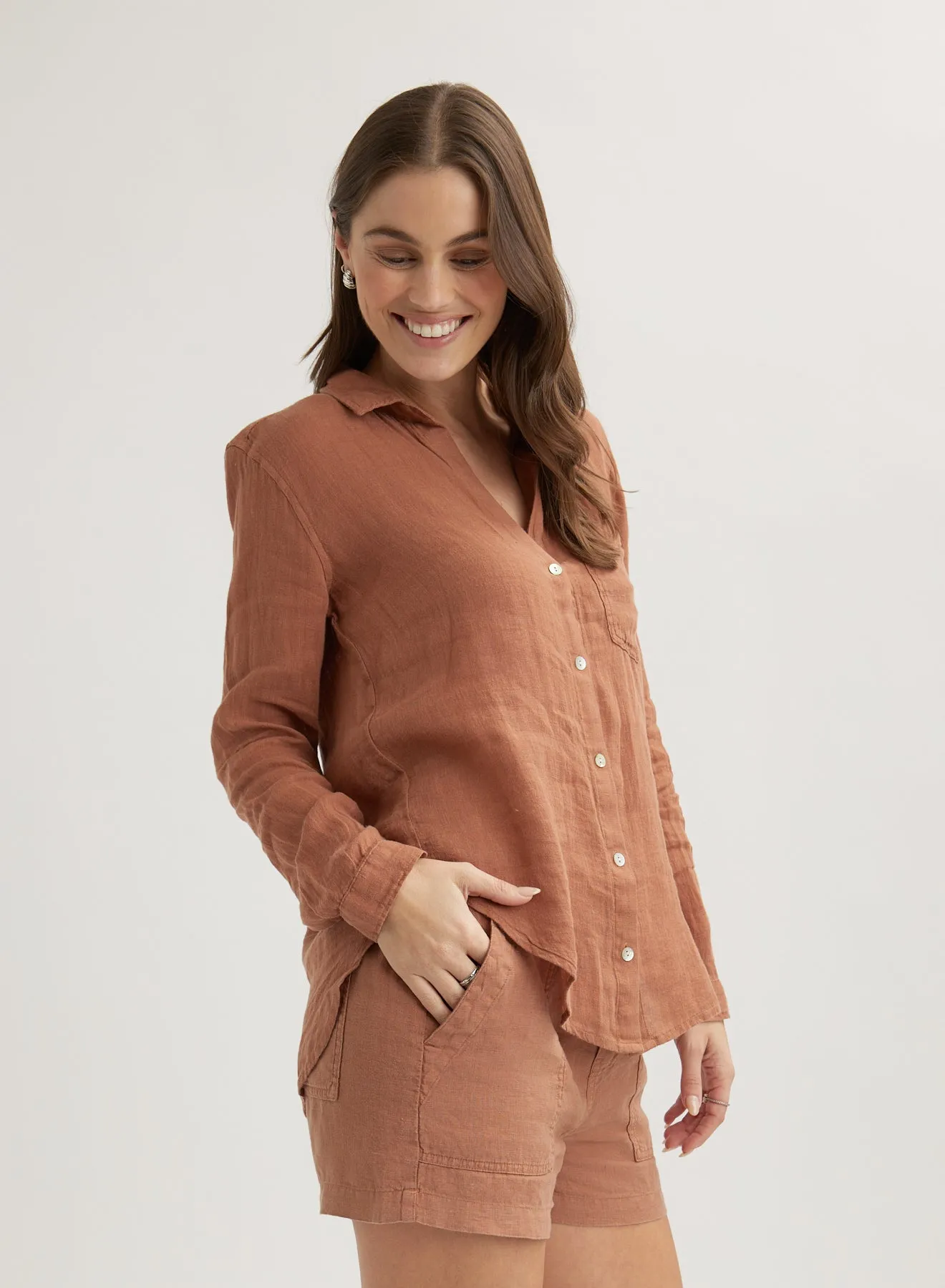 Pocket Button Down - Terracotta Brown sold by Bella Dahl product image thumbnail 2
