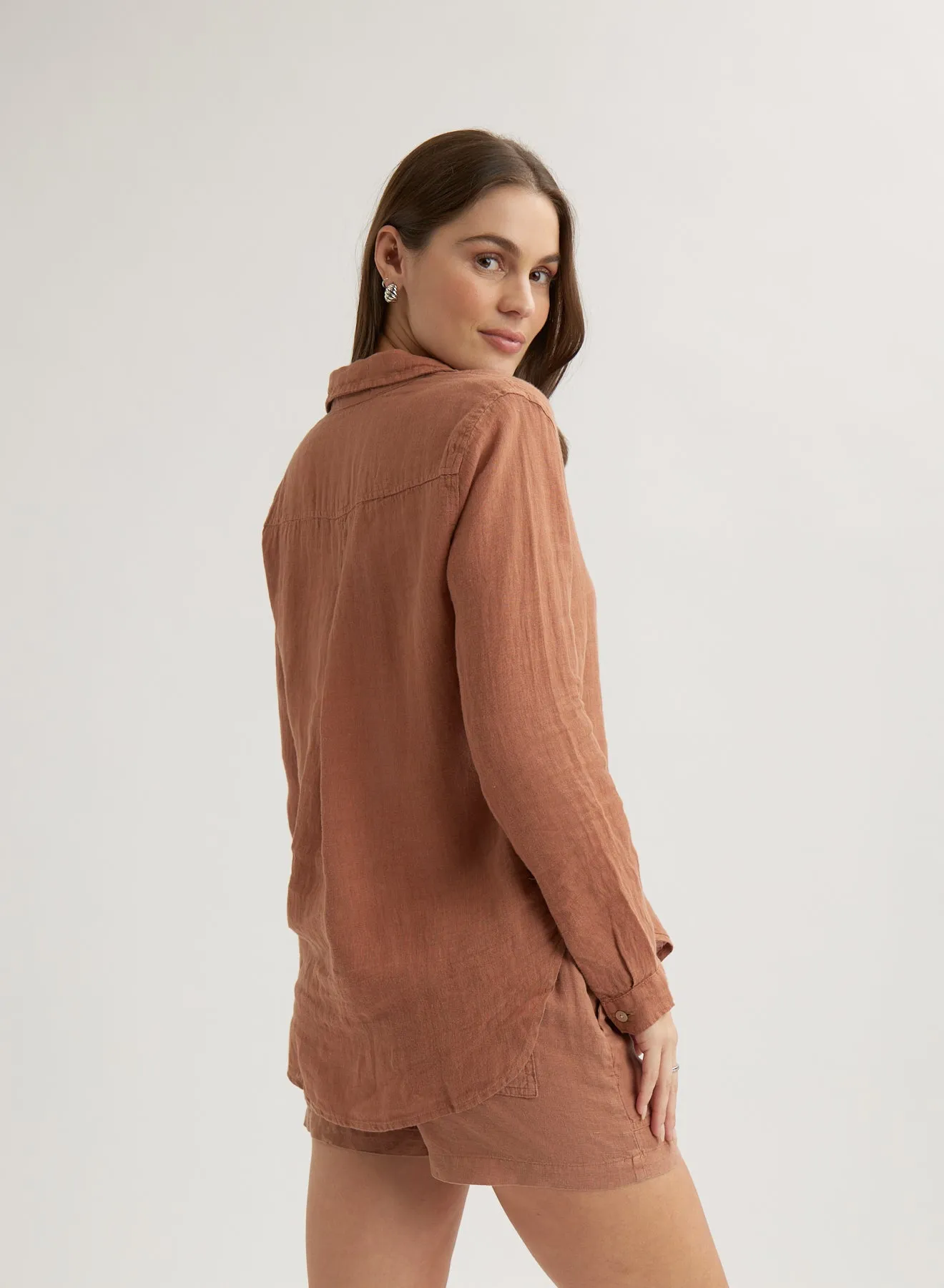 Pocket Button Down - Terracotta Brown sold by Bella Dahl product image thumbnail 3