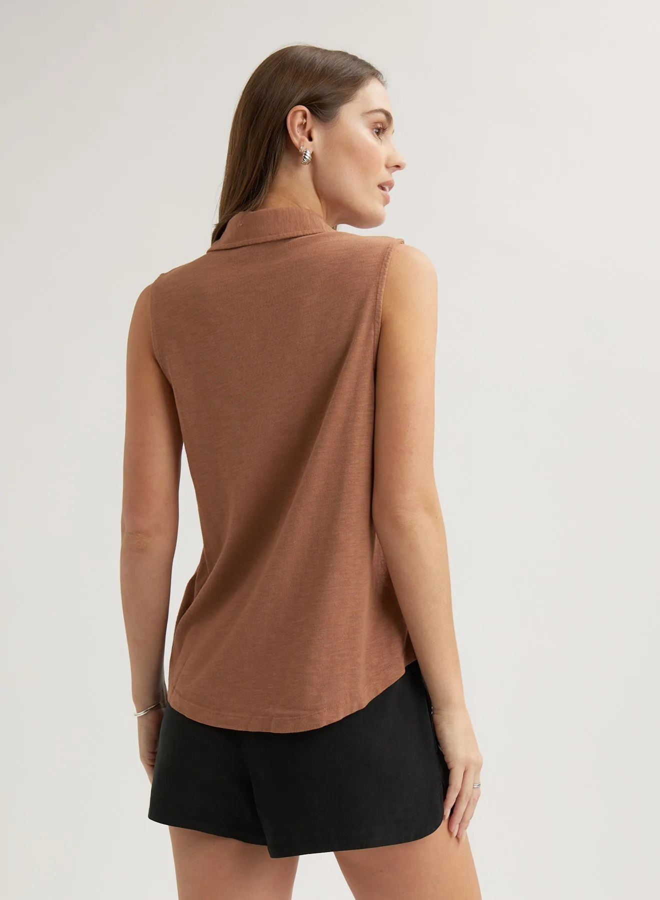 Sleeveless Button Front Top - Terracotta Brown sold by Bella Dahl product image thumbnail 2