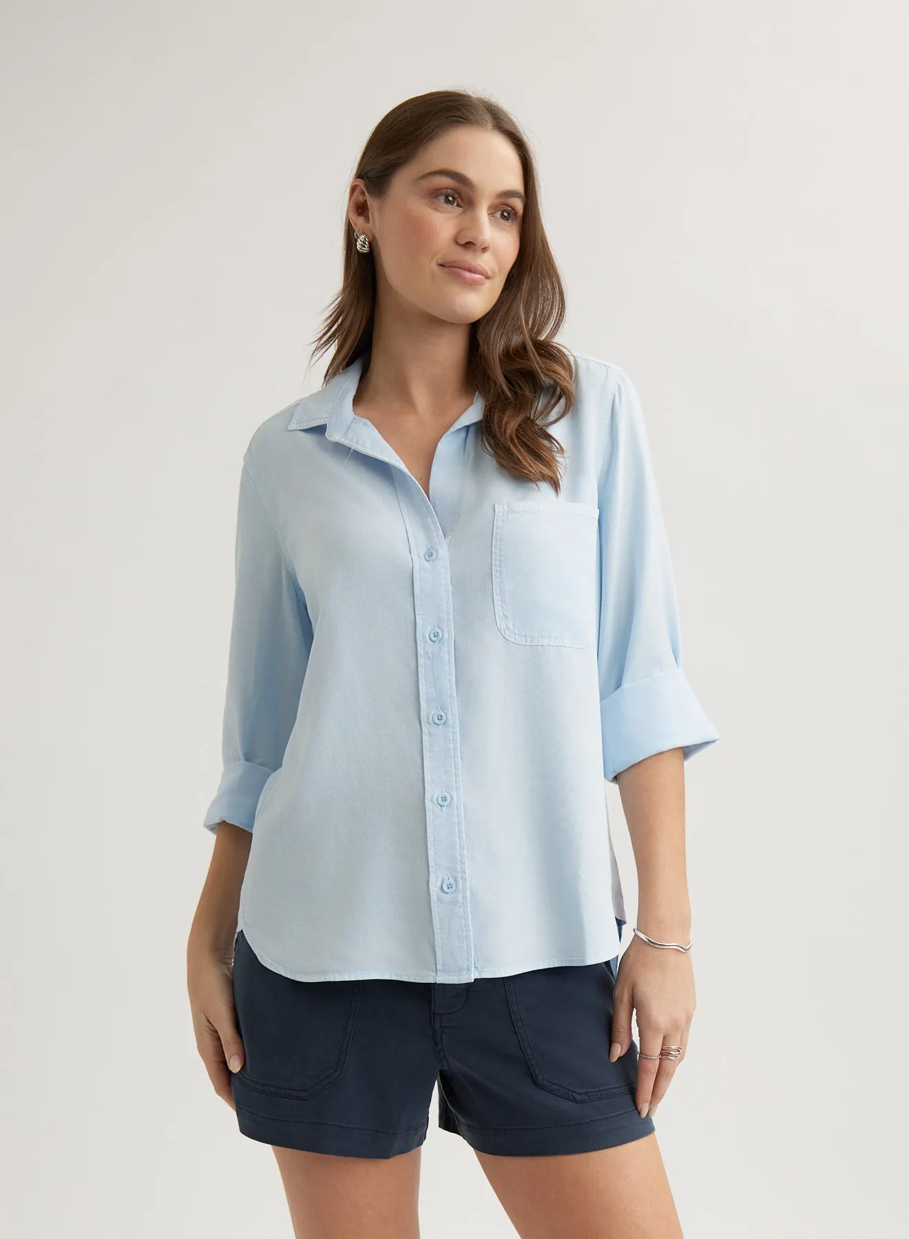 Shirt Tail Button Down - Clear Water sold by Bella Dahl