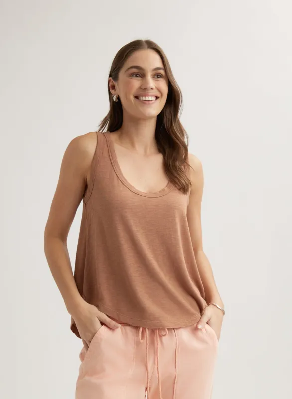 Scoop Neck Tank Top - Terracotta Brown sold by Bella Dahl