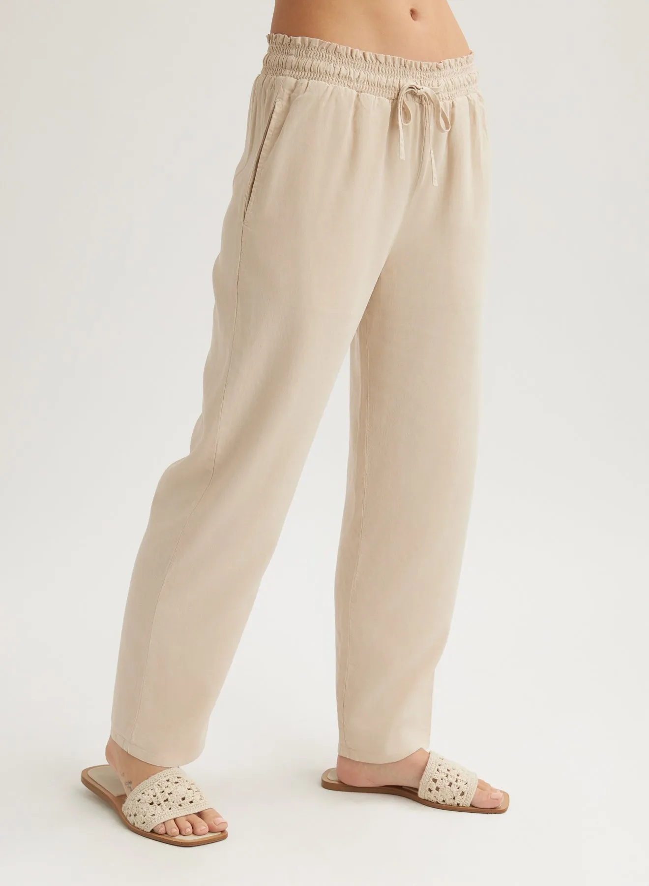Smocked Waist Trousers - Linen Sand sold by Bella Dahl product image thumbnail 2