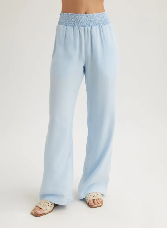 Smocked Waist Wide Leg Pant - Clear Water sold by Bella Dahl