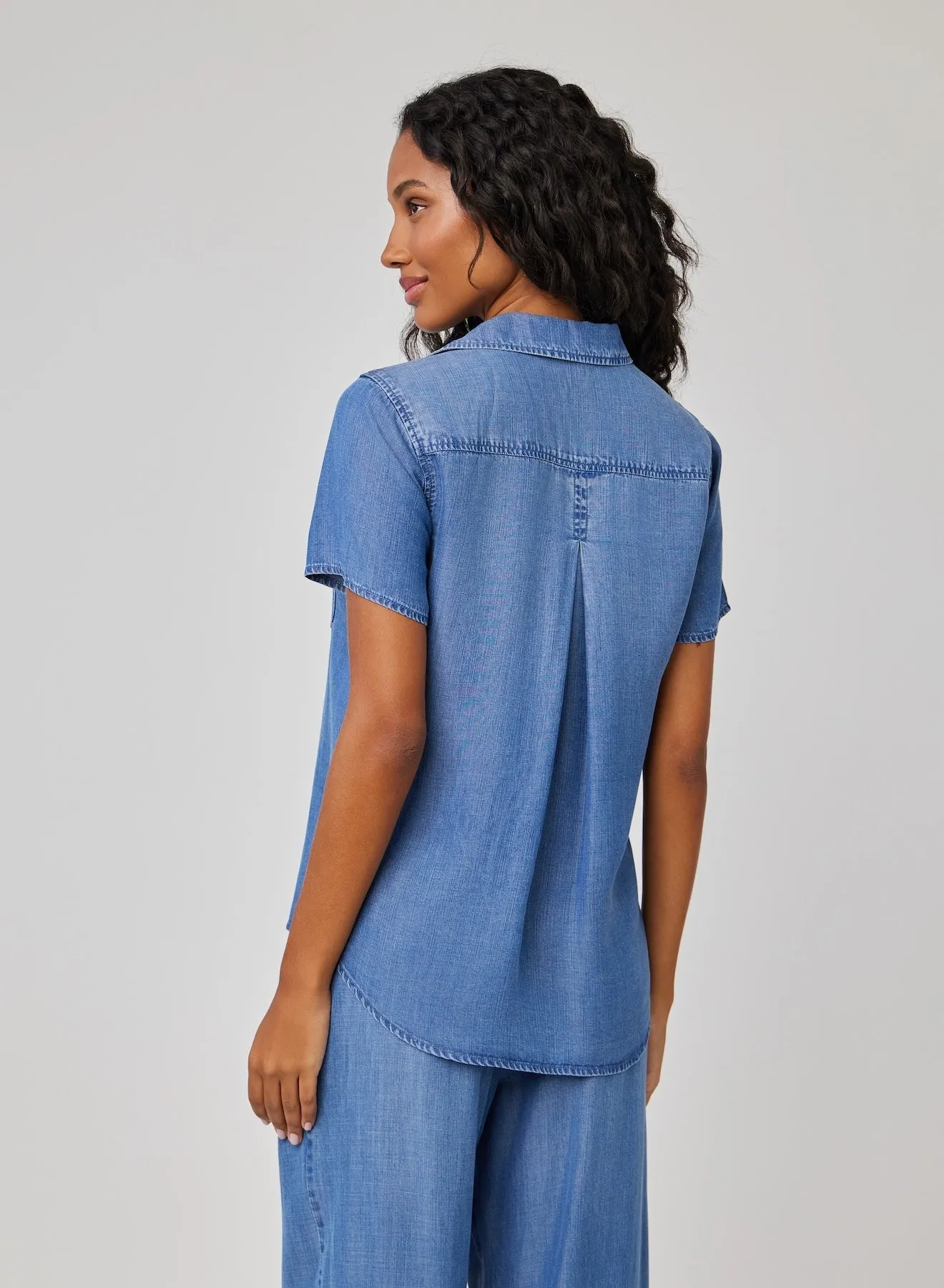 Short Sleeve Pocket Button Down - Moonlit Haze Wash sold by Bella Dahl product image thumbnail 3