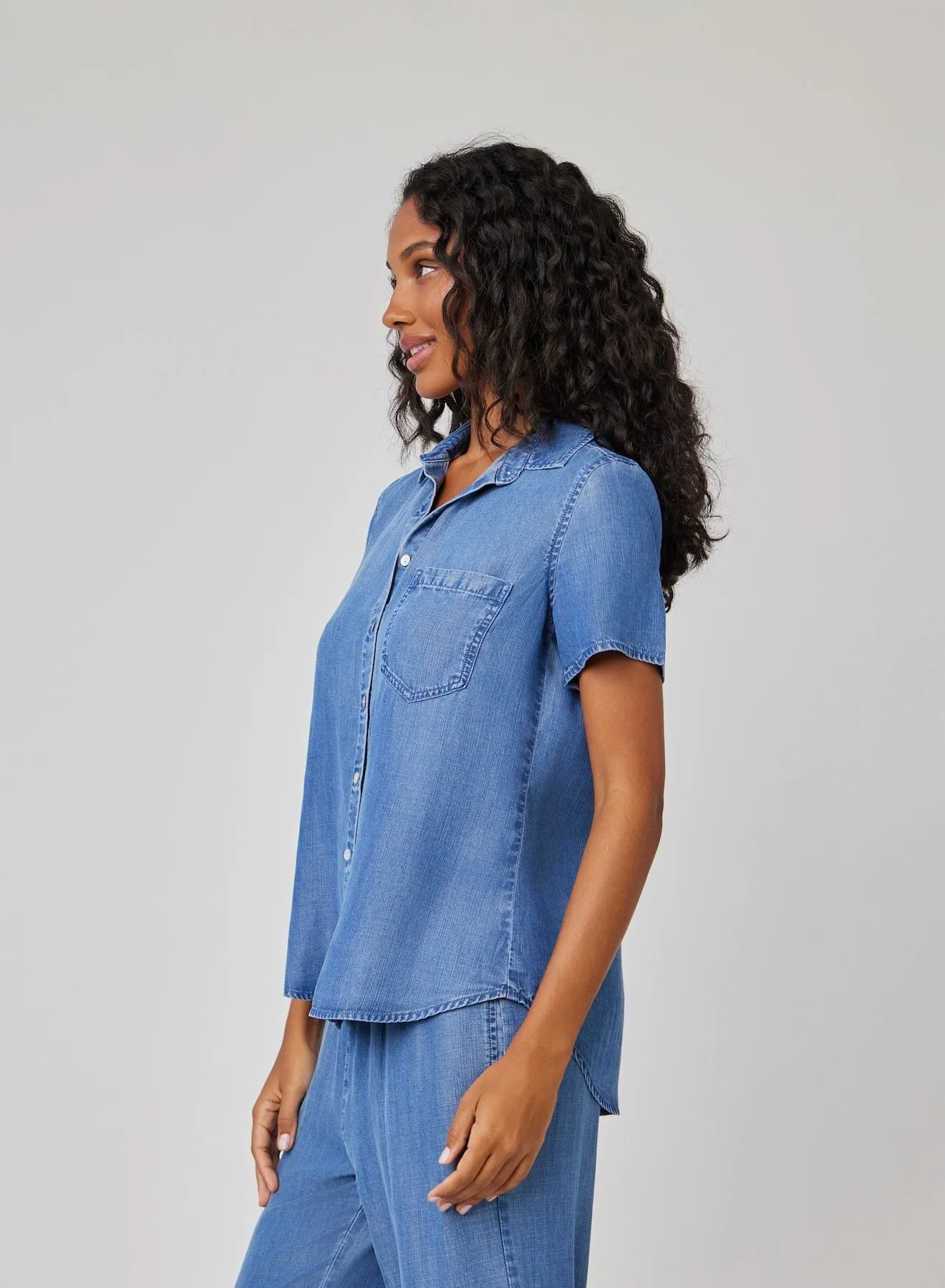 Short Sleeve Pocket Button Down - Moonlit Haze Wash sold by Bella Dahl product image thumbnail 2
