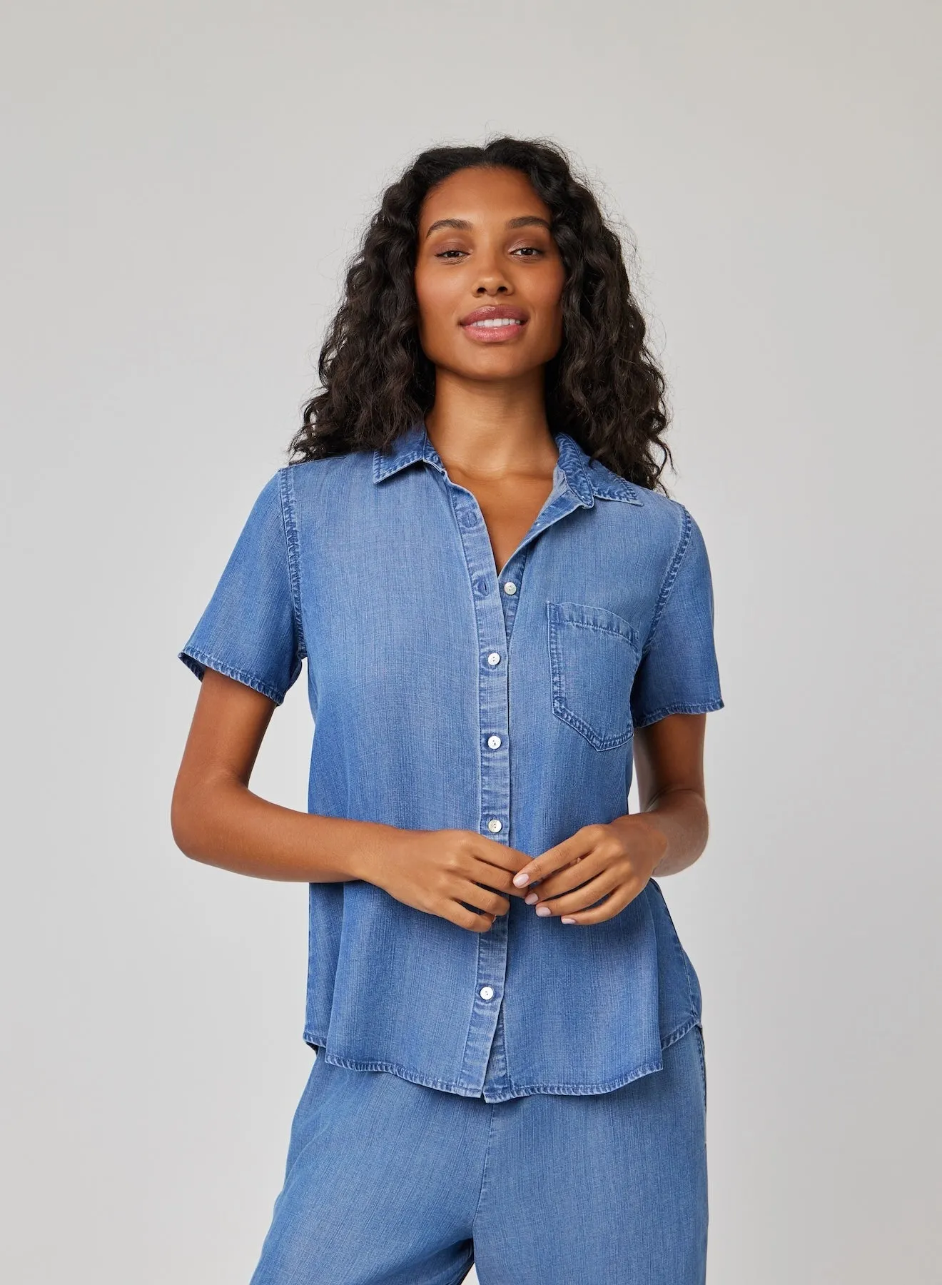 Short Sleeve Pocket Button Down - Moonlit Haze Wash sold by Bella Dahl