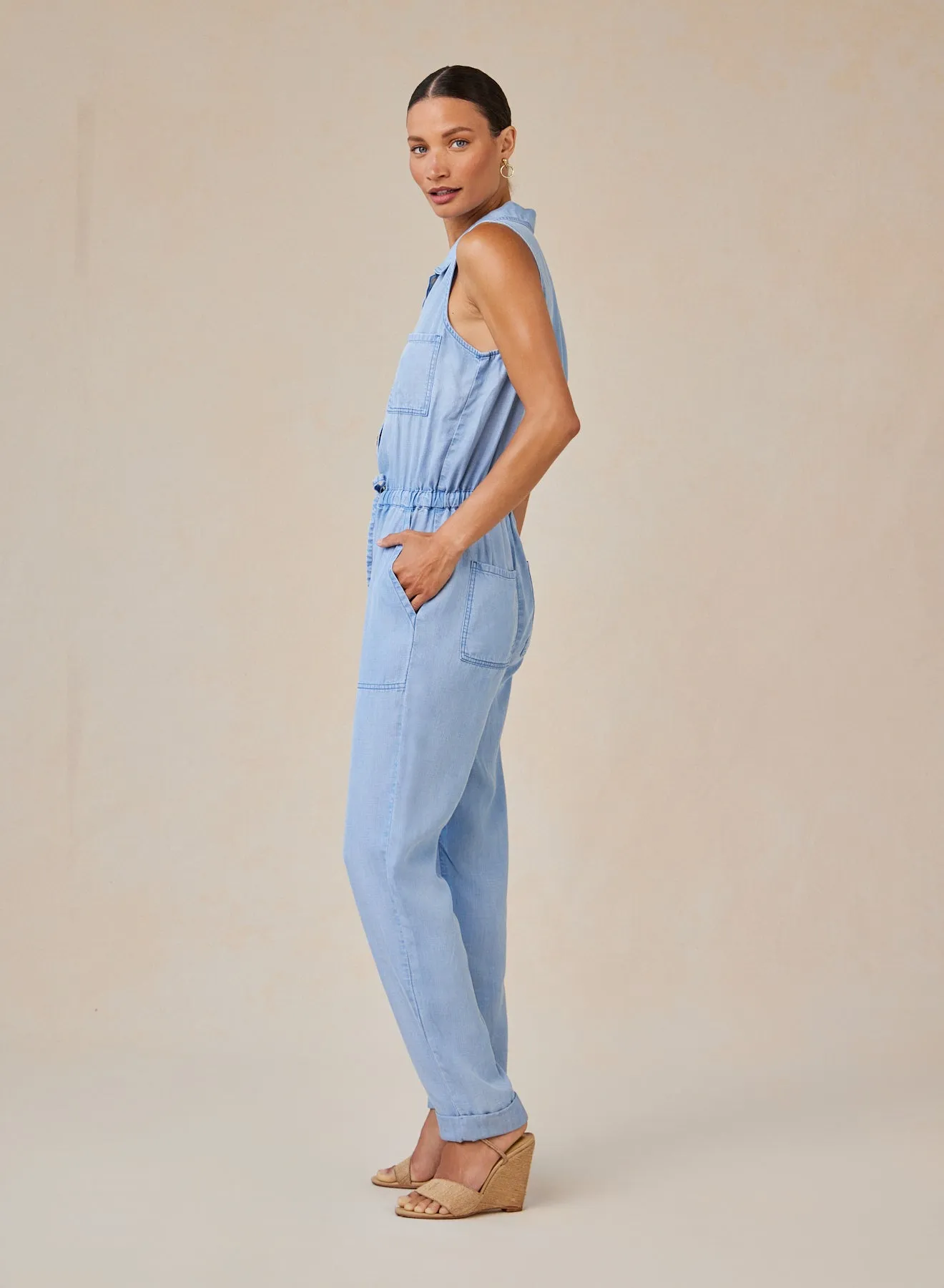 Pocket Jumpsuit - Coastal Spray Wash sold by Bella Dahl product image thumbnail 3