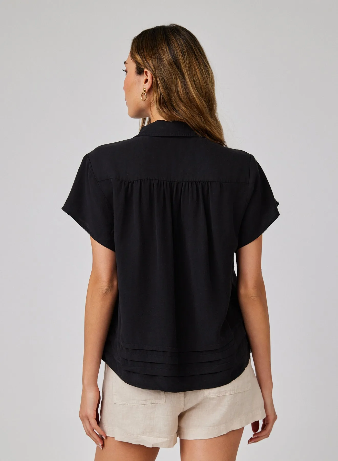 Cap Sleeve Pintuck Button Down - Black sold by Bella Dahl product image thumbnail 2