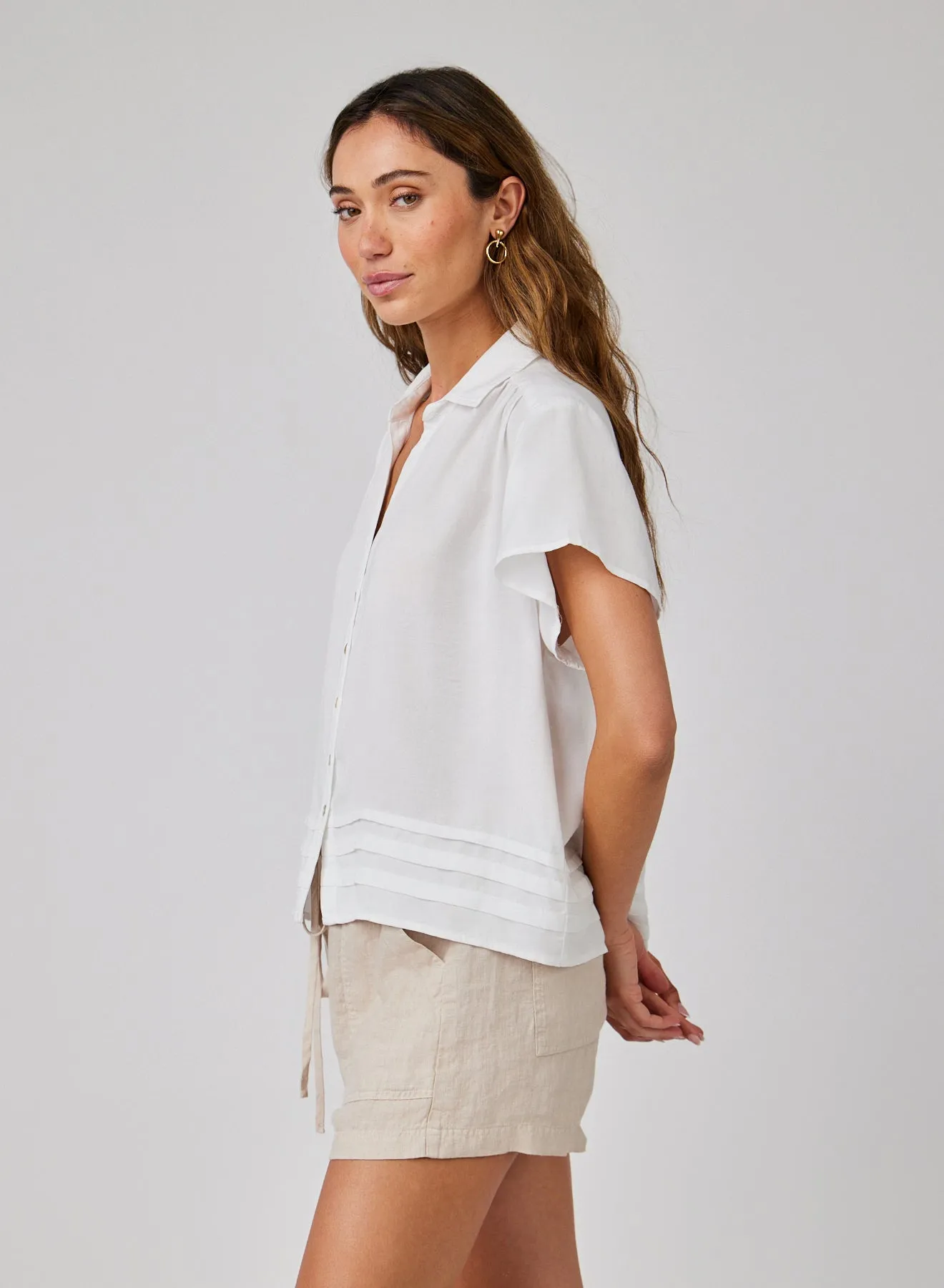 Cap Sleeve Pintuck Button Down - White sold by Bella Dahl product image thumbnail 3