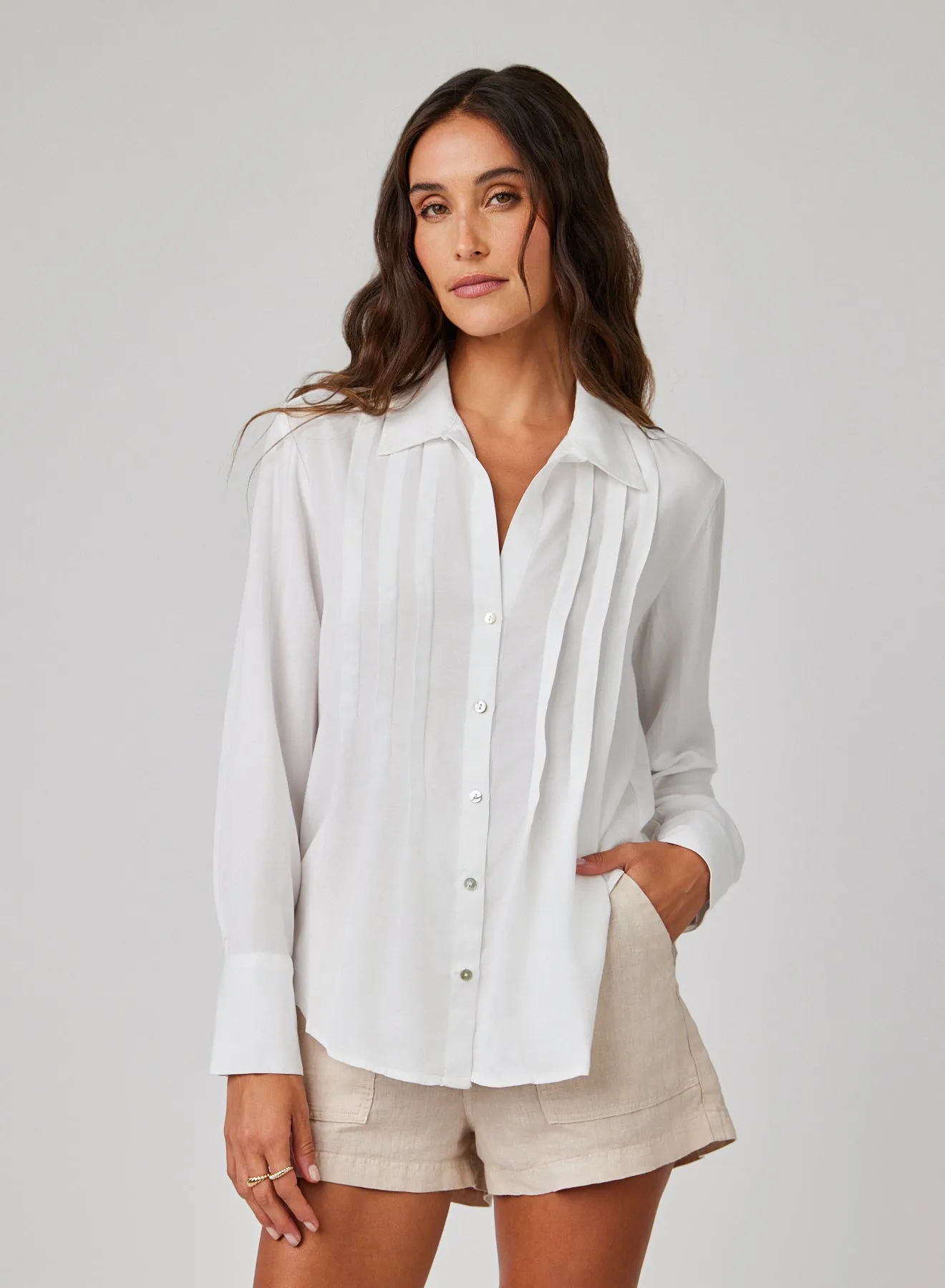 Pintuck Button Down - White sold by Bella Dahl
