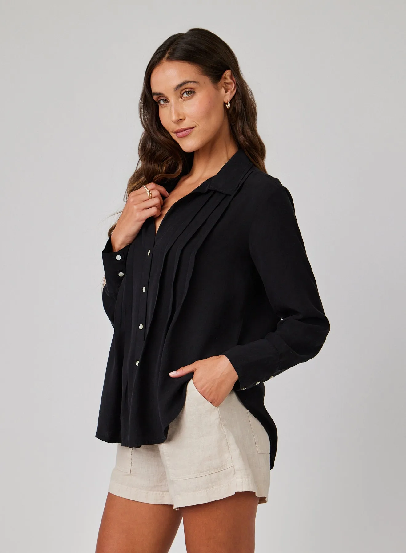 Pintuck Button Down - Black sold by Bella Dahl product image thumbnail 3
