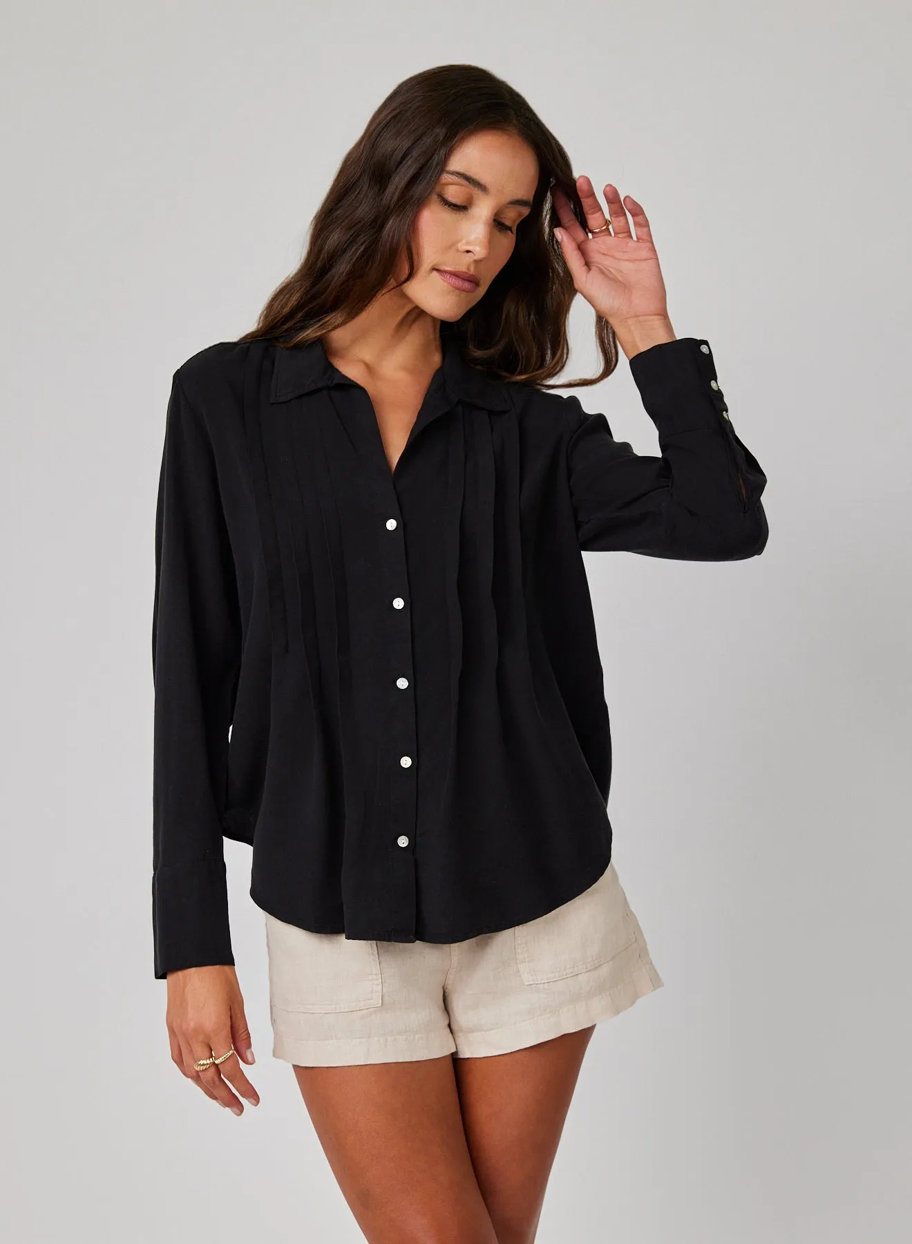 Pintuck Button Down - Black sold by Bella Dahl product image thumbnail 4