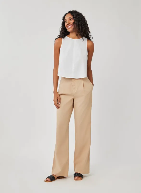 Single Pleat Trouser - Kona Khaki sold by Bella Dahl
