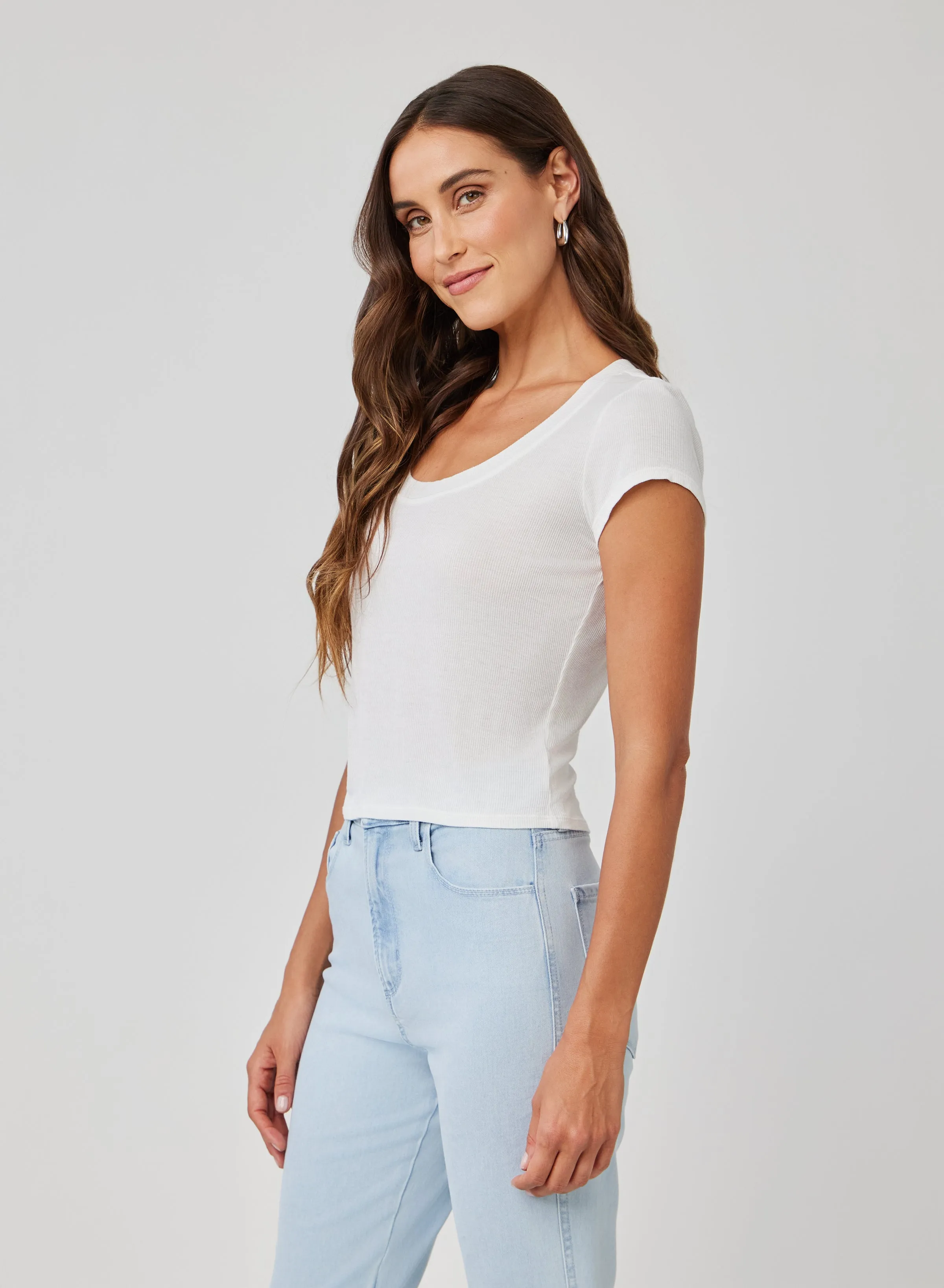 Wide Scoop Neck Tee - White sold by Bella Dahl product image thumbnail 3