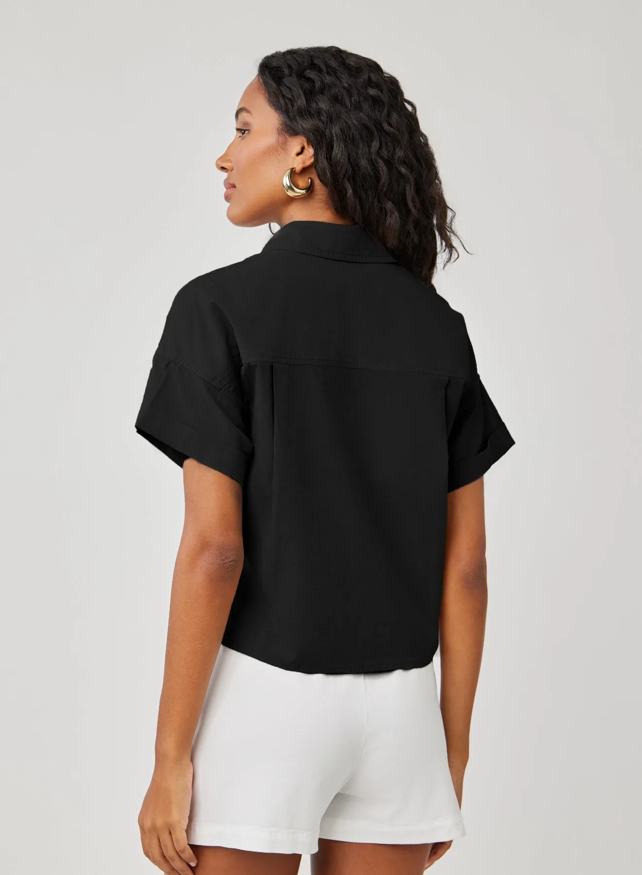 Boxy Two Pocket Short Sleeve Shirt- Black sold by Bella Dahl product image thumbnail 3