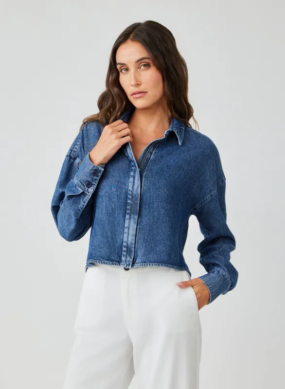 Oversized Cropped Shacket - Horizon Wash sold by Bella Dahl