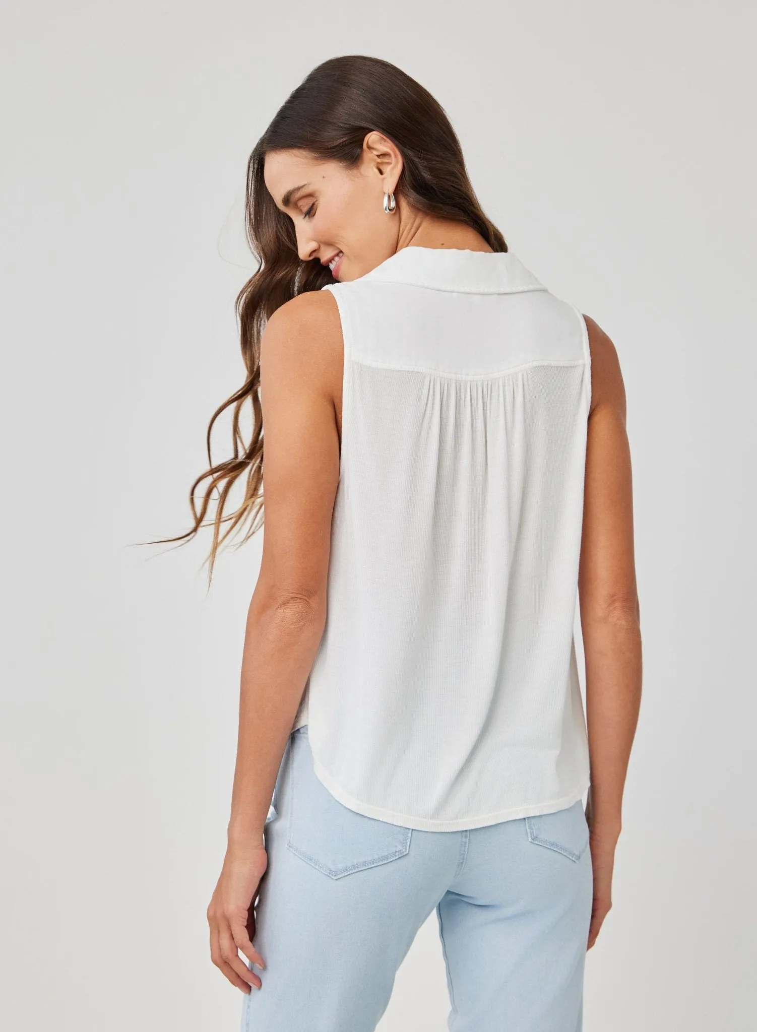 Mixed Sleeveless Button Down - White sold by Bella Dahl product image thumbnail 2