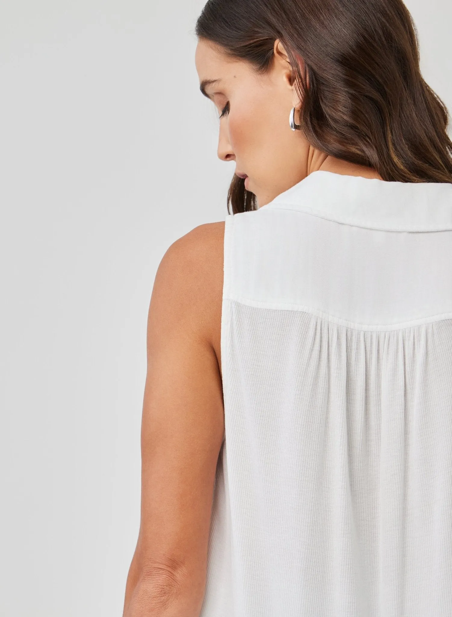 Mixed Sleeveless Button Down - White sold by Bella Dahl product image thumbnail 4