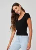 Wide Scoop Neck Tee - Black sold by Bella Dahl
