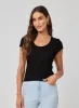 Wide Scoop Neck Tee - Black sold by Bella Dahl