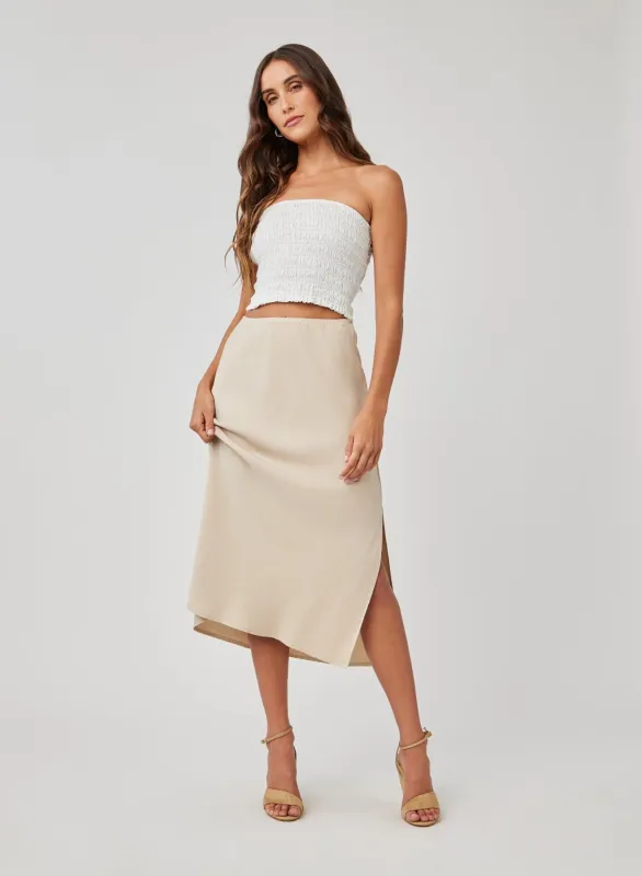 Amara Side Slit Bias Skirt - Khaki Shell sold by Bella Dahl