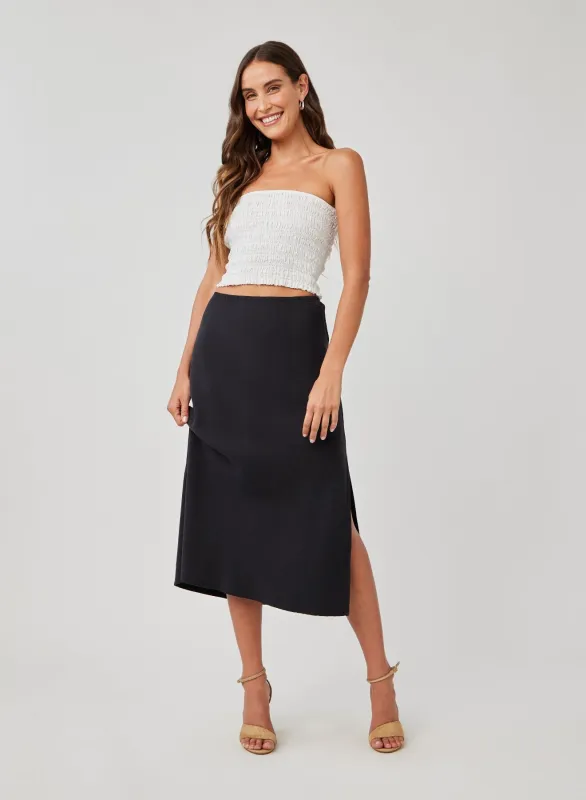 Amara Side Slit Bias Skirt - Black sold by Bella Dahl